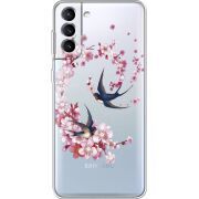 Чехол со стразами Samsung Galaxy S21 FE G990 Swallows and Bloom
