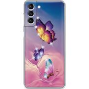 Чехол со стразами Samsung Galaxy S21 FE G990 Butterflies
