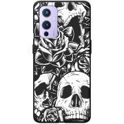 Черный чехол BoxFace OnePlus 9 Skull and Roses