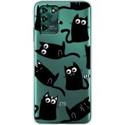 Прозрачный чехол BoxFace ZTE Blade V30 Vita с 3D-глазками Black Kitty