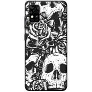 Черный чехол BoxFace ZTE Blade A31 Skull and Roses