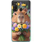 Прозрачный чехол BoxFace Tecno Spark 5 Pro Капибара з квітами