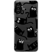 Прозрачный чехол BoxFace Samsung Galaxy A13 5G (A136) с 3D-глазками Black Kitty