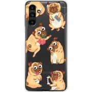 Прозрачный чехол BoxFace Samsung Galaxy A13 5G (A136) с 3D-глазками Pug
