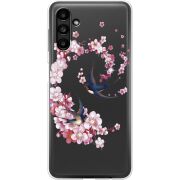 Чехол со стразами Samsung Galaxy A13 5G (A136) Swallows and Bloom