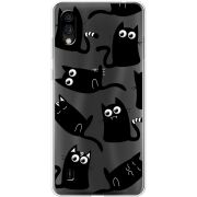 Прозрачный чехол BoxFace ZTE Blade A5 2020 с 3D-глазками Black Kitty
