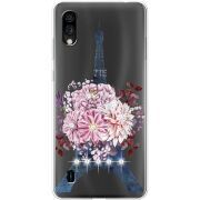 Чехол со стразами ZTE Blade A5 2020 Eiffel Tower
