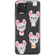 Прозрачный чехол BoxFace Samsung Galaxy A03 (A035) с 3D-глазками Mouse