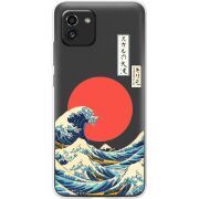 Прозрачный чехол BoxFace Samsung Galaxy A03 (A035) Большая волна в Канагаве