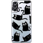 Прозрачный чехол BoxFace Samsung Galaxy S22 Plus (S906) с 3D-глазками Black Kitty