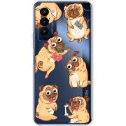 Прозрачный чехол BoxFace Tecno Camon 18 / 18P с 3D-глазками Pug