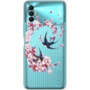 Чехол со стразами BoxFace Tecno Spark 8P Swallows and Bloom