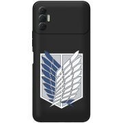Черный чехол BoxFace Tecno Spark 8P Атака Титанов Крылья Свободы