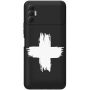 Черный чехол BoxFace Tecno Spark 8P Білий хрест ЗСУ