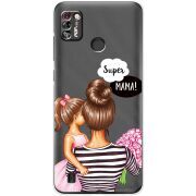 Прозрачный чехол BoxFace Tecno Pop 4 Pro Super Mama and Daughter