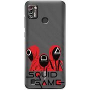 Прозрачный чехол BoxFace Tecno Pop 4 Pro siquid game люди в красном