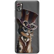 Прозрачный чехол BoxFace Tecno Pop 4 Pro Steampunk Cat