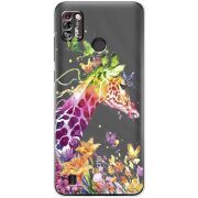 Прозрачный чехол BoxFace Tecno Pop 4 Pro Colorful Giraffe