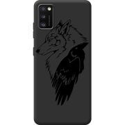 Черный чехол BoxFace Samsung Galaxy A41 (A415) Wolf and Raven
