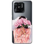 Прозрачный чехол BoxFace Xiaomi Redmi 10C Девушка с Пионами