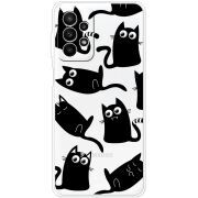 Прозрачный чехол BoxFace Samsung Galaxy A23 (A235) с 3D-глазками Black Kitty