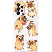 Прозрачный чехол BoxFace Samsung Galaxy A23 (A235) с 3D-глазками Pug