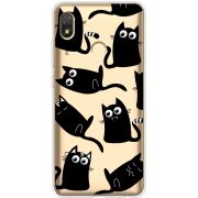 Прозрачный чехол BoxFace Tecno POP 3 с 3D-глазками Black Kitty