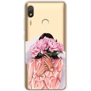 Прозрачный чехол BoxFace Tecno POP 3 Девушка с Пионами