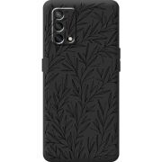 Черный чехол BoxFace OPPO A74 Leaves