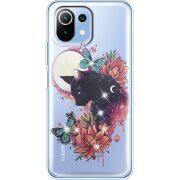 Чехол BoxFace со стразами Xiaomi 11 Lite 5G NE Cat in Flowers