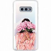 Прозрачный чехол Uprint Samsung G970 Galaxy S10e Девушка с Пионами