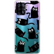 Прозрачный чехол BoxFace OPPO Reno5 Lite с 3D-глазками Black Kitty