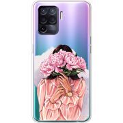 Прозрачный чехол BoxFace OPPO Reno5 Lite Девушка с Пионами