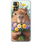 Прозрачный чехол BoxFace Xiaomi Redmi Note 11 Pro / Note 11 Pro 5G Капибара з квітами