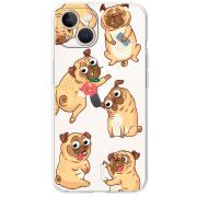 Прозрачный чехол BoxFace Apple iPhone 13 с 3D-глазками Pug