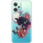 Чехол со стразами OnePlus Nord CE 2 Lite 5G Cat in Flowers