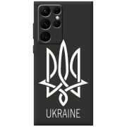 Черный чехол BoxFace Samsung Galaxy S22 Ultra (S908) Тризуб монограмма ukraine