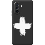 Черный чехол BoxFace Huawei Nova Y70 Білий хрест ЗСУ