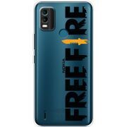 Прозрачный чехол BoxFace Nokia C21 Plus Free Fire Black Logo