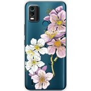 Прозрачный чехол BoxFace Nokia C21 Plus Cherry Blossom