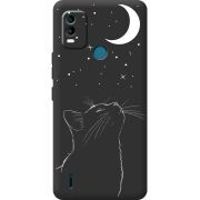 Черный чехол BoxFace Nokia C21 Plus Місячний кіт