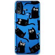 Прозрачный чехол BoxFace Motorola E7i Power с 3D-глазками Black Kitty