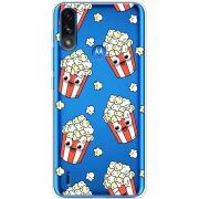 Прозрачный чехол BoxFace Motorola E7i Power с 3D-глазками Popcorn