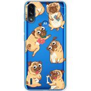 Прозрачный чехол BoxFace Motorola E7i Power с 3D-глазками Pug