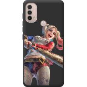 Черный чехол BoxFace Motorola E40 Happy Harley Quinn