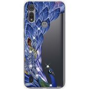 Чехол со стразами Motorola E6S Peafowl