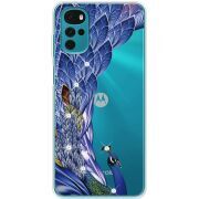 Чехол со стразами Motorola G22 Peafowl