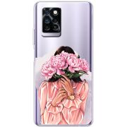 Прозрачный чехол BoxFace Infinix Note 10 Pro Девушка с Пионами