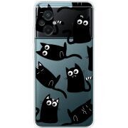 Прозрачный чехол BoxFace Xiaomi Poco M5 с 3D-глазками Black Kitty