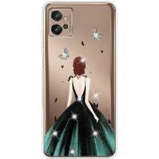 Чехол со стразами Motorola G32 Girl in the green dress